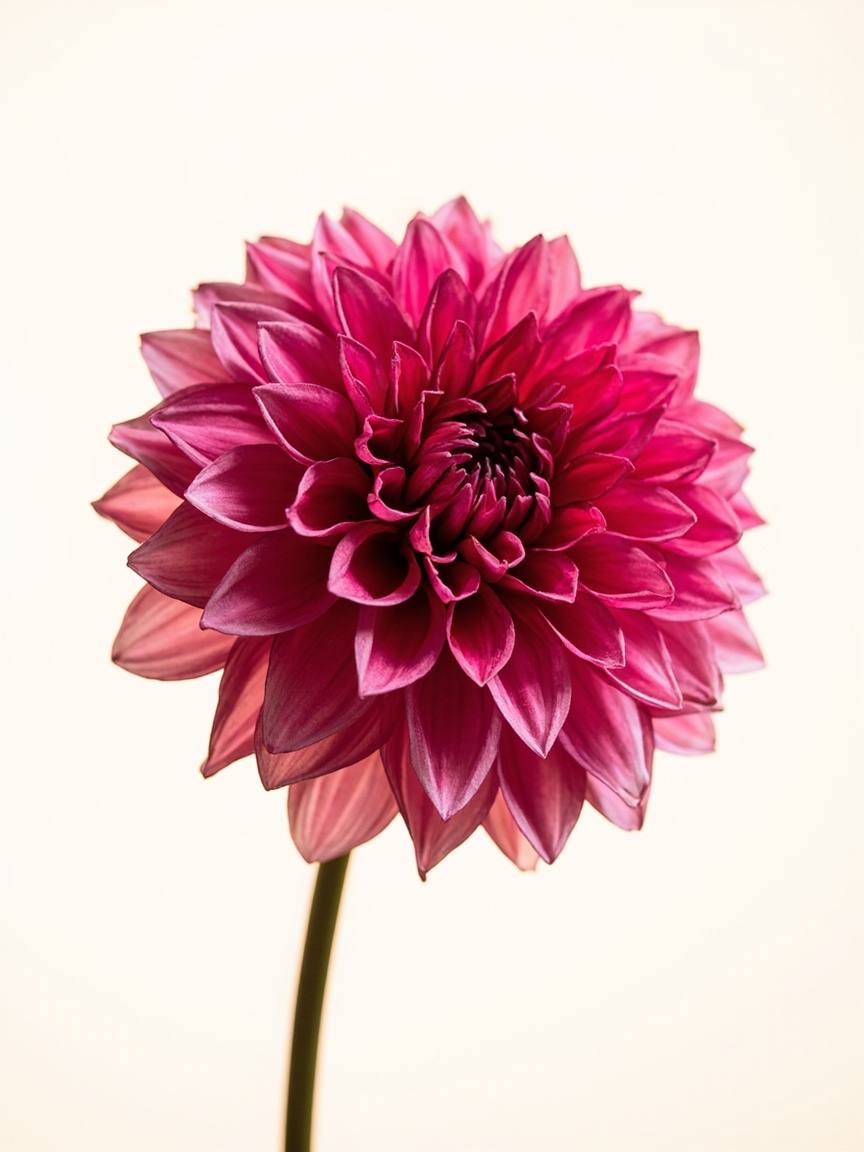 Un dahlia fuchsia en gros plan, pétales ouverts